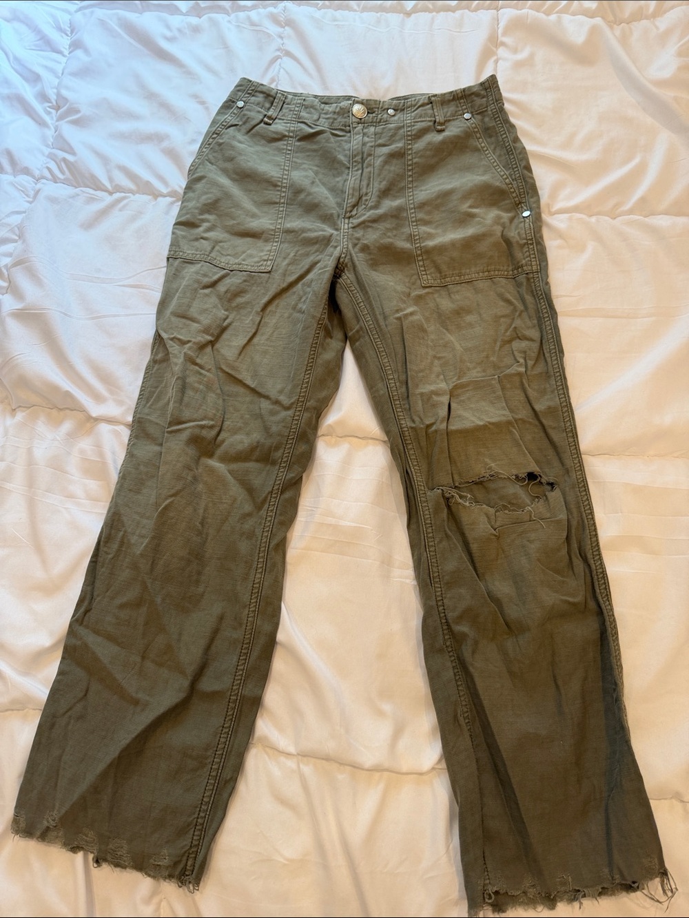 rag & bone Olive Green Cargo Wide-Leg Pants